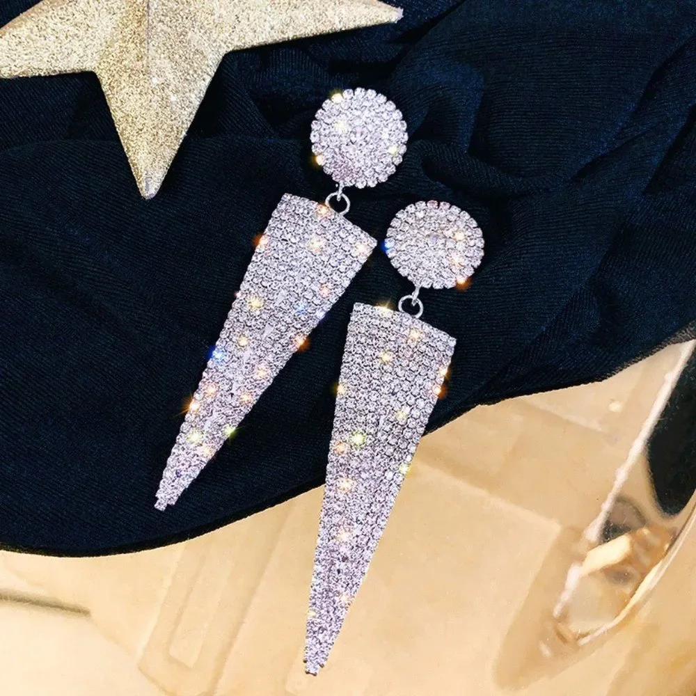 Full Rhinestone Crystal Earrings - Picture 1 of 6